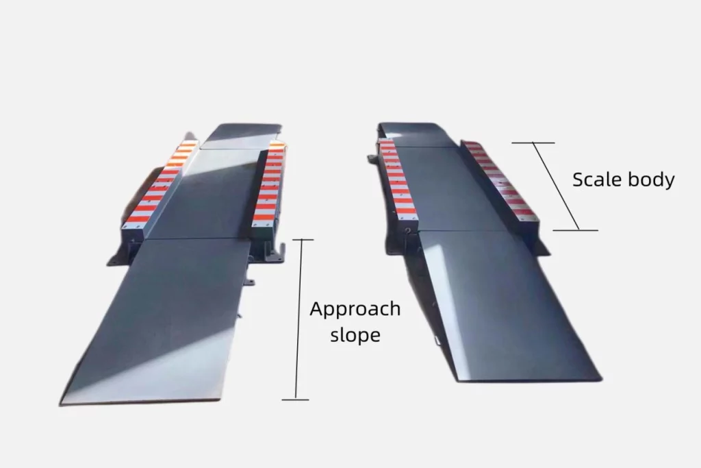 Fixed vs. Mobile Axle Load Scale Which Suits Your On-Site Weighing Needs 1 A fixed axle scale, labeled with the scale body and the approach scale