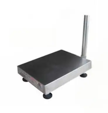 This is an explosion-proof electronic platform scale made of metal. It has a silver weighing platform, is equipped with a metal column, and has black anti-slip feet at the bottom. It is suitable for weighing in hazardous scenarios.