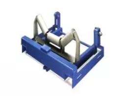 This is a belt scale weighing device with a blue frame structure and roller components, designed for continuous weighing during material conveying.